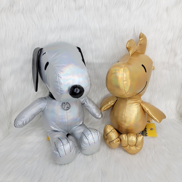 Peanuts 75th Anniversary Snoopy & Woodstock Metallic Design Plush. - Picture 2 of 6